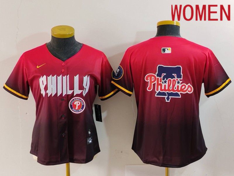 Women Philadelphia Phillies Blank Red City Edition 2024 Nike MLB Jersey style 6